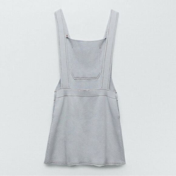 Zara Knit Overall Mini Dress Baby Blue Bloggers Fav Size Small - Picture 4 of 8
